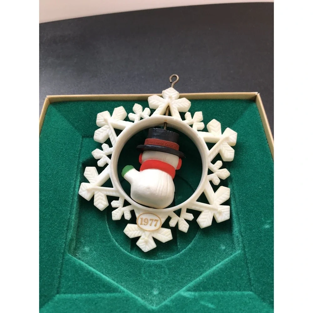 1977 Hallmark Twirl About Snowman Tree‎ Trimmer Dated Ornament W/Box